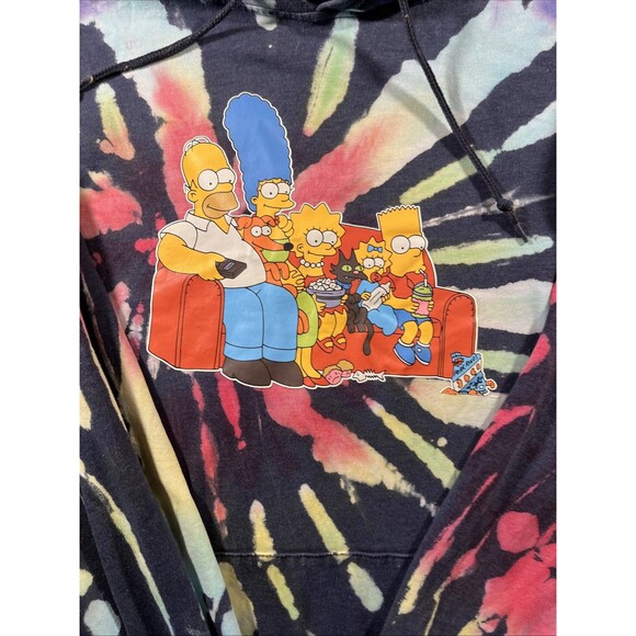 The Simpsons Hoodie Mensmedium Tie Dye Pullover Sweatshirt Mad Engine Cartoon TV - Picture 2 of 5
